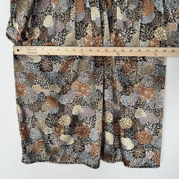 Vtg Unbranded Silky Floral Top Womens 12 Earthy Tones Floral Fairy Grunge Whimsy - Picture 13 of 14